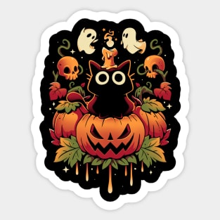 Halloween Candle Trick Autumn Cat Sticker